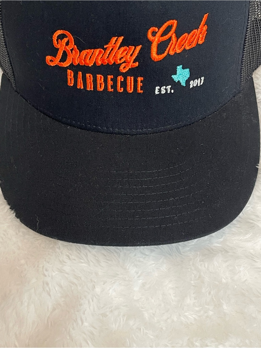 Brantley Creek Barbecue Texas Trucker Hat Black Orange The Classics Snapback - Picture 9 of 14